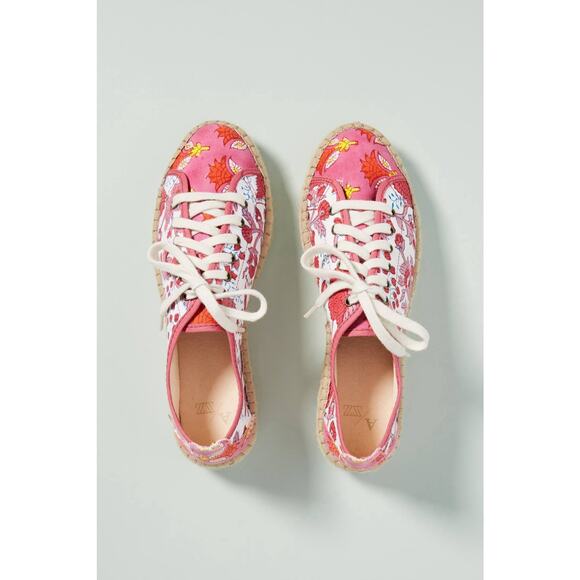 SZ Blockprints x Anthropologie Daphne Floral Lace-Up Espadrille Sneaker 9 9.5 - Picture 3 of 7